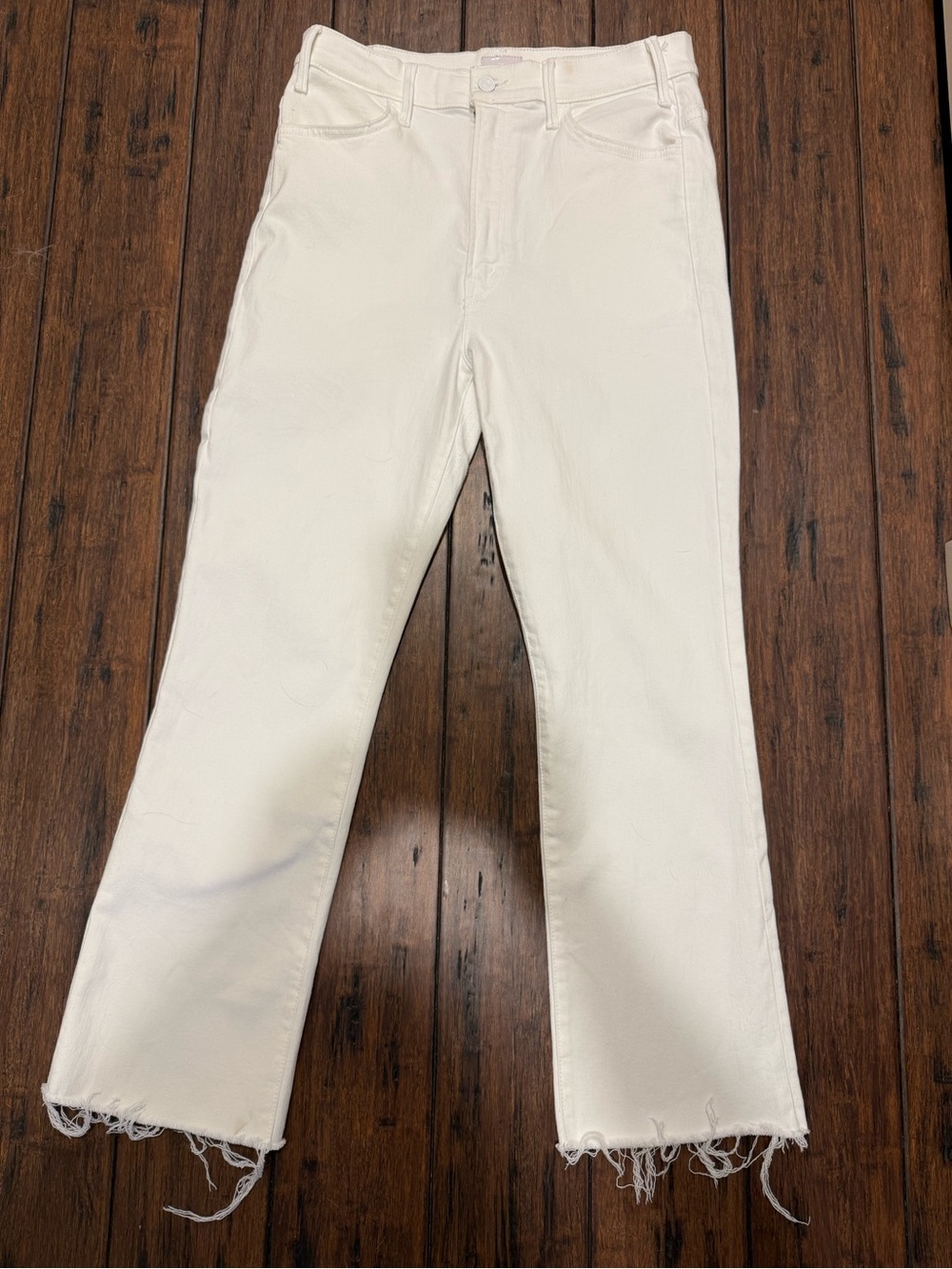 Mother The Hustler Ankle Fray Jeans – Fairest Of Them All (White) – Size 32